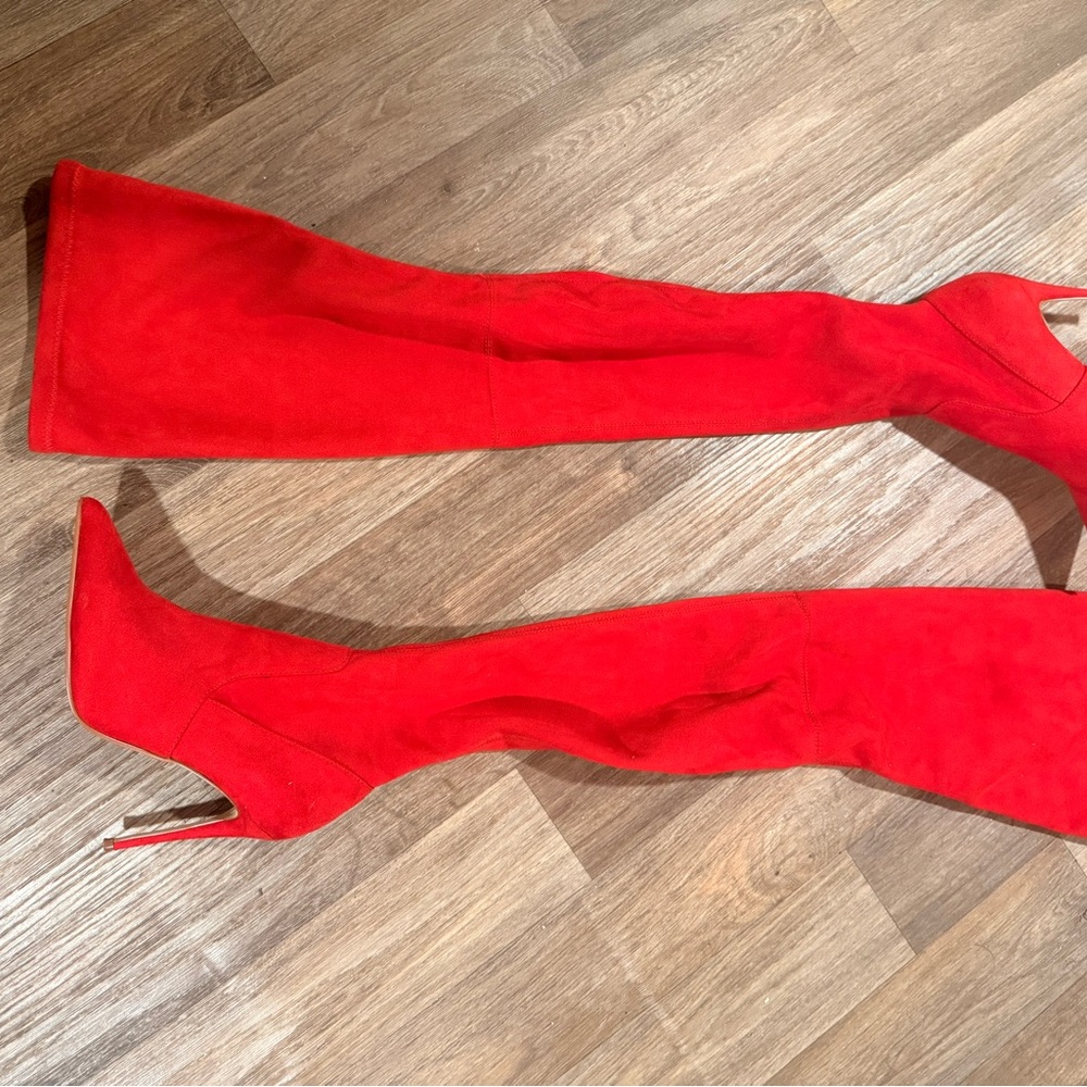 Steve Madden Vibrant Red Over the Knee Boots